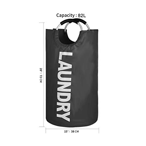 Epicord 82L Large Laundry Basket (6 Colors), Collapsible Fabric Laundry Hamper, Foldable Clothes Bag, Folding Washing Bin (Black) - Thumbnail 3