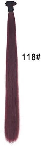 Miss U Hair Unisex Women 20Inch 110g Synthetic Long Straight Hair Extensions Weft DIY Doll Hair Material (Burgundy)