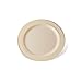 DELUXE PLASTIC PARTY DISPOSABLE PLATES | 6 Inch Hard Wedding Dessert Plates | Ivory with Gold Rim, 40 Pack | Elegant & Fancy Heavy Duty Party Supplies Plates for all Holidays & Occasions