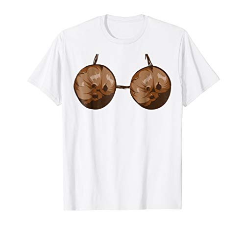 Cute Coconut Bra Costume Hawaiian Cool T-shirtsSummer Coconut Bra Halloween Costume Funny Outfit Gift T-ShirtOEKO-TEX STANDARD 100