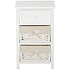 JAXPETY White Night Stand 3 Tiers 1 Drawer Bedside End Table Organizer Wood W/2 Baskets (White)