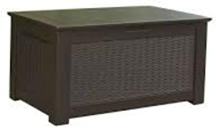 93 Gal. Modern Dark Brown Weather-resistant Resin Storage Bench Deck Box | Perfect Patio Series Outdoor Storage with Lockable and Lift Assisted Lid | Ideal Bench for Storing Patio Cushions, Garden Supplies, Toys and Grill Accessories
