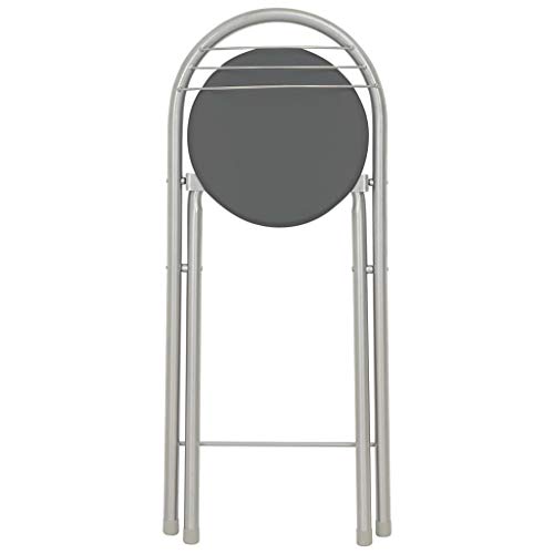 Tidyard Bartisch 3-teilige Barset Esstisch Stehtisch Bistrotisch Mit 2 Klappstühle Sitzgruppe,Tisch mit 4 Regalen und einem Weinregal,Bistroset Bargruppe Küchenbar aus Holz & Stahl,Schwarz+Silber – Bild 5