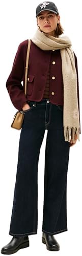 Jeans femininos Rinse 70's Wide Leg Wide Waist High Waist, pretos (enxaguado), 28W/26L