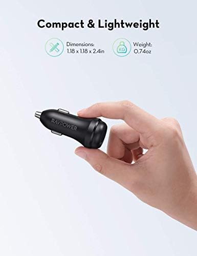 USB Car Charger RAVPower 36W Qc 3.0 Car Quick Charger Dual USB Ports Car Adapter for Galaxy S10+ S9+ S8+ Note 10+ Note 9+ Note 8, iPhone 11 Pro Max X XR XS Max and More