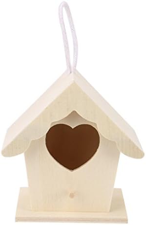 Nesix Wooden Bird Hut - Cozy Resting place for birds - Provides shelter from cold weather - Bird hideaway from predators - Wooden Box for Bird Nest Bird House - Ideal for Finch &amp; Canary (Khaki)