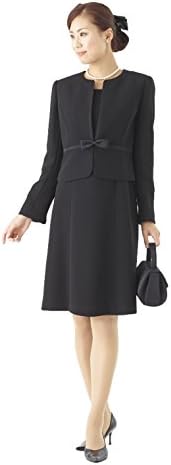 (モノワール) MONOIR 喪服 レディース 礼服 リボン使い ノーカラー サテン使い ブラックフォーマル アンサンブル ワンピース オールシーズン 02P33142