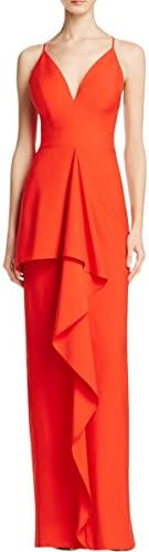 Jarlo Womens Josie Ruffled Criss-Cross Back Evening Dress Red XS