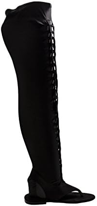 CAPE ROBIN 1 Thigh High Over Knee Gladiator Elastic Stretch Lycra Pull On Flat Boot (7, Wine)