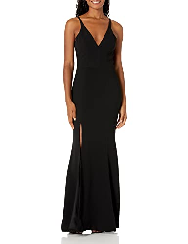 Dress The Population Abito Lungo Iris con Spalline Sottili, Nero, XL