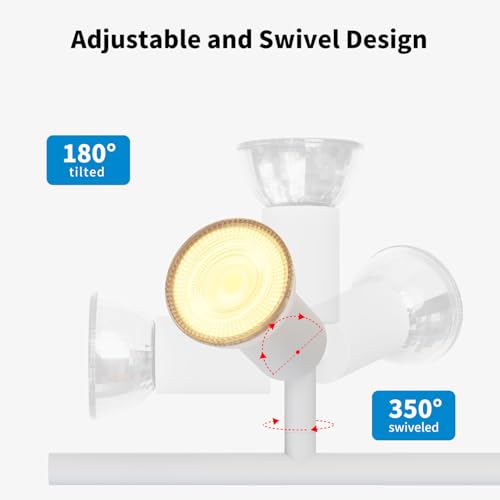 LVWIT White Ceiling Lights for Kitchen, Ceilings, 4 Way Ceiling Lights, Living Room, GU10 Base for Living Room, Bedroom, Dining Room (No Bulb)