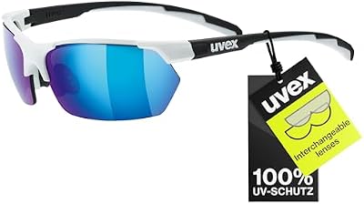 sportstyle 114, gafas outdoor unisex, de espejo, incl. lentes intercambiables con filtros de categoría 0, 1 y 3, white black matt/blue, one size