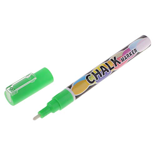 Fityle Highlighter Liquid Chalk Marker Pen 3mm Reversible Round & Chisel Tip for School Art Painting LED Writing Board Neon Effect Writing Pens - 4 Colors - Green