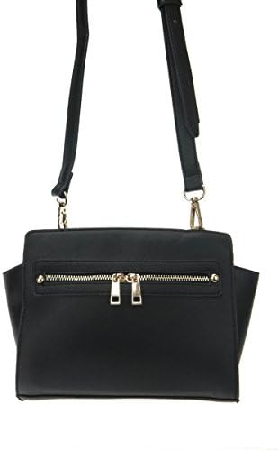 lcolette Double Zipper Pull Accented Mini Satchel Bag With Strap bgt7056 (BLACK)
