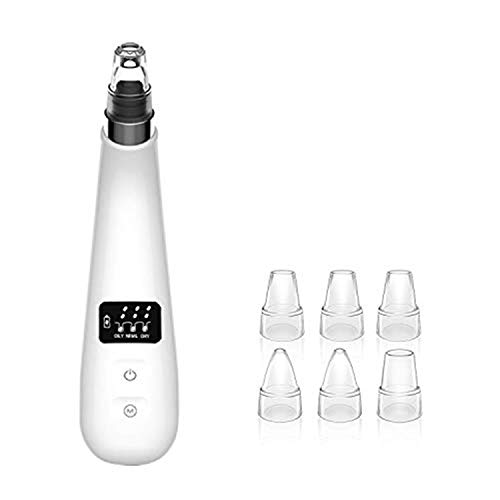 Blackhead Remover Vacuum Portable Blackhead Suction Tool with LED Display Facial Pore Cleanser Electric Acne Comedone Extractor Kit Women Christmas Gift (White)