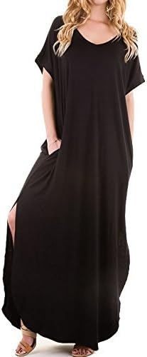Loose Fit Long Dress with Pocket and Side Open Detail