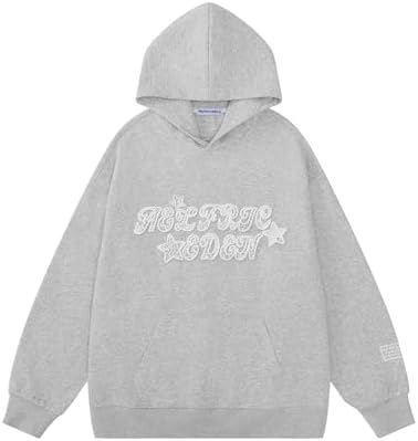 Aobiono Women Men Y2K Star Zip Up Jacket Oversized Hoodie Vintage