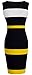 HOMEYEE Women's Voguish Colorblock Stripe Pencil Dress B275 (L, Yellow + White + Black)