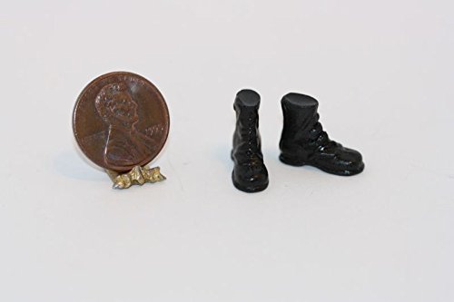 Dollhouse Miniature Black Hiking Boots by International Miniatures