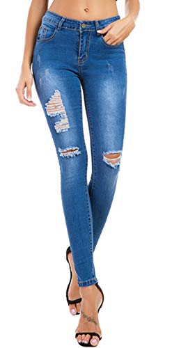 Women's Boyfriend Jeans Distressed Slim Fit Ripped Jeans Stretch Skinny Jeans