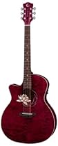Luna FLOLOTQML Floral Lotus Cutaway Quilted Top A/E Guitar, Mahogany/Rosewood Fretboard Left Handed
