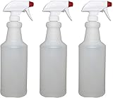 Pinnacle Mercantile Plastic Spray Bottles Leak Proof Technology Empty 32 oz Pack of 3 Made in USA