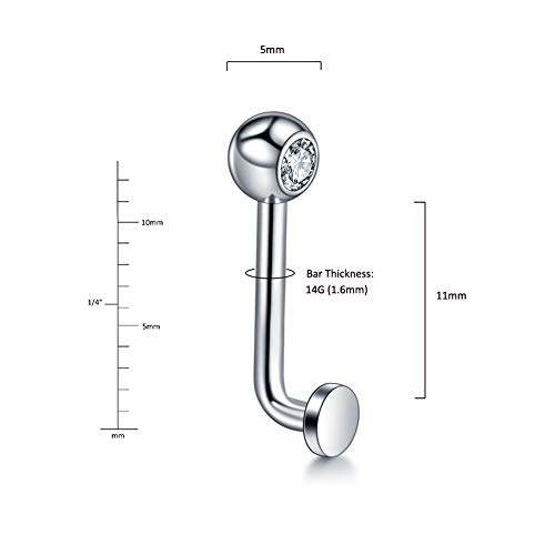 Xpircn 14G Titanium Crystal Gem Christina Bar Vertical Clitoral Hood Genital Piercing VCH Body Jewelry