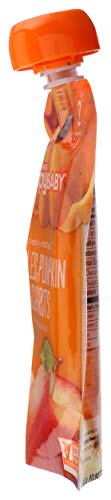 HAPPY BABY ORGANICS STAGE 2 BABY FOOD POUCHES, GLUTEN FREE, VEGAN & HEALTHY SNACK, CLEARLY CRAFTED FRUIT & VEGGIE PUREE, APPLE PUMPKIN & CARROTS, 4 OUNCES (PACK OF 1)