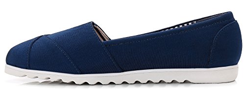 ComeShun Womens Uniform Dress Shoes Lightweight Slip On Loafers Anti Slip Flats Sneakers Navy Size 8