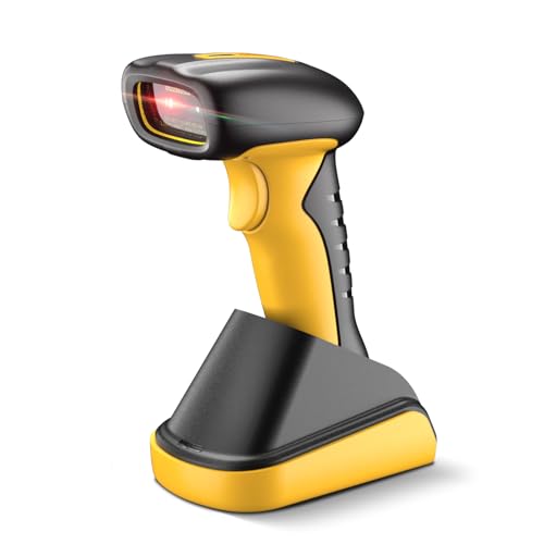 NetumScan Industrial Quality Wireless Bluetooth 1D/2D Barcode Scanner 2600mAh Battery with Charging Station Compatible with POS, PC, iPhone, Android Retail
