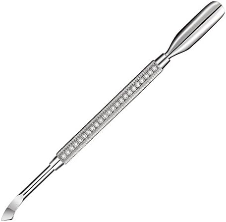 Cuticle Pusher Cutter and Spoon Nail Cleaner-Naiiil Professional Cuticle Remover and Cutter with Zircon- Stainless Steel Durable Manicure and Pedicure Tool-for Fingernails and Toenails-White