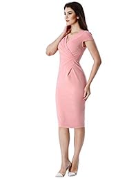 VFSHOW - Vestido de mujer con cuello en V y pliegues plisados