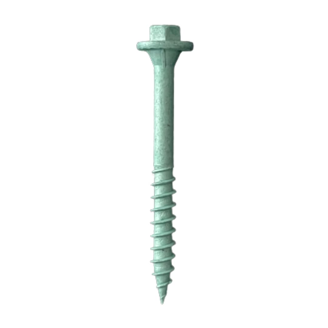 Organic Green Coated TimberDrive Screws with Hex Head (Heat Treated for Extra Strength, Sharped Thread for Superior Drive Technology) Gimlet Point Requires No Pre-Drilling (50, 7mm x 100mm)
