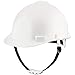 NoCry Heavy Duty Hard Hat - Construction Safety Helmet with Adjustable 4-Point Suspension System, 2-Inch Brim. White