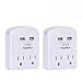 Outlet Extender USB Wall Charger - POWRUI Multi Plug Wall Outlet Splitter with 2-Outlet and 2 USB Ports, Non Surge Protector for Cruise Ship Essentials, White, ETL Listed，2Pack