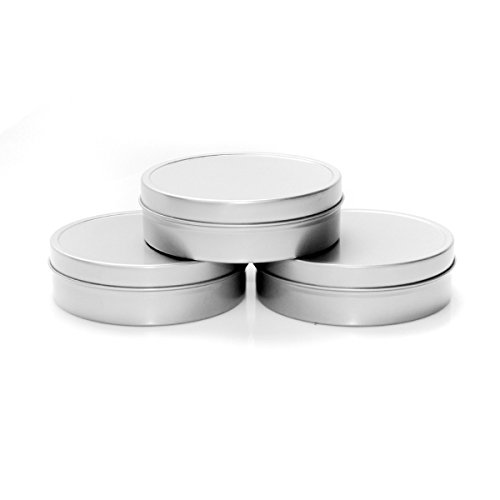Mimi Pack 24 Pack Tins 1 oz Shallow Round Tins with Solid Slip Lids Empty Tin Containers Cosmetics Tins Party Favors Tins and Food Storage Containers (Silver)