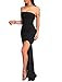 YMDUCH Women's Bodycon Strapless Lace up Side Split Backless Cocktail Maxi Dress Black