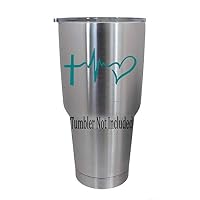 Classy Vinyl Creations Faith Hope Love (T) Symbol Decals Stickers Created for Yeti Cups Cars and Laptops, 3.8" x 3.5" (Teal)