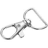 YAKA 50 Pack Premium Metal Lobster Claw Clasps 360&deg;Swivel Trigger Snap Hooks by Swivel Clasps with D Ring (D Ring Inner Width 1 inch)。
