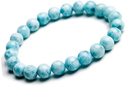 7mm 天然ブルーラリマーブレスレット レディース 人気上昇中 メンズ ストレッチ クリスタル 宝石ジュエリー ラウンドビーズ