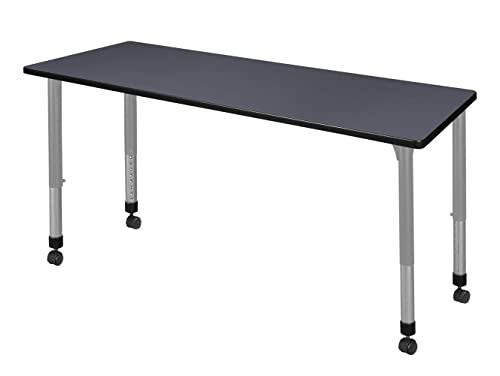 Romig Trek 66 x 30 in. Height Adjustable Mobile Classroom Activity Table- Grey…