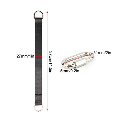 YFaith 2 Stück 30 cm Swing Hanging Kit, Hängematte Befestigung, Aufhängeset mit 2 Schwerlast Karabinern und D Ringen, für Gartenschaukel Baumschaukel Hängematte Hängesessel (Schwarz) – Bild 6