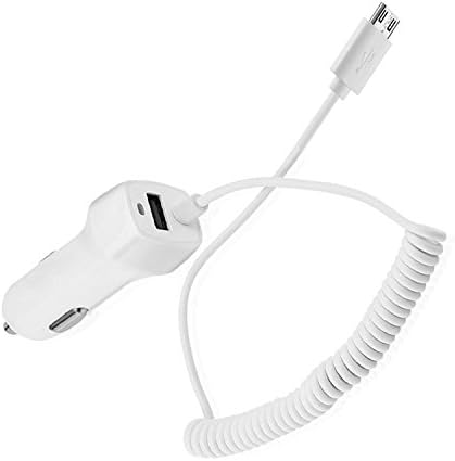 KOMEI Galaxy S7 S6 Note 5 Car Charger, Micro USB Ultra Rapid Car Charger For Samsung Galaxy S7 S6 S5 S3 S4 Note 2 Note 3 Coiled Cable (White 2.1A)