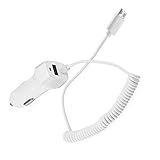 KOMEI Galaxy S7 S6 Note 5 Car Charger, Micro USB Ultra Rapid Car Charger For Samsung Galaxy S7 S6 S5 S3 S4 Note 2 Note 3 Coiled Cable (White 2.1A)