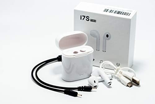 HopeTeam i7s TWS Wireless Sports Headphones, Wireless Stereo Headphones, Noise Cancelling, Built-in Microphone, for iPhone Samsung iPad LG Huawei HTC Android iOS Black (White)