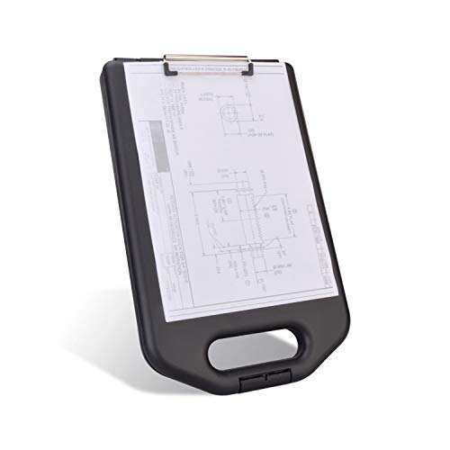 ZCZN Plastic Portable Clipboard Case, with Handle Suitable for School,Utility,Industrial Office, Medical Personnel, Black, Set of 2