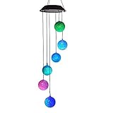 Easest Changing Colors Solar Power Mobile Wind Chime Spinner Lights Waterproof Windchime Outdoor Decorative Mobiles Hanging Ball Solar LED Lights for Patio, Yard,Garden,Pathway Lighting Decoration