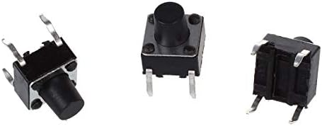 REES52 20 x Black PCB Momentary Tactile Tact Push Button Switch 4 Leg DIP 6 x 6 x 7mm