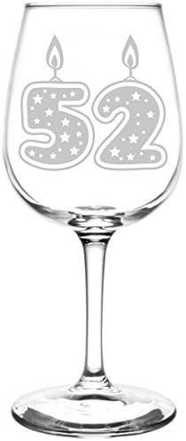 (52nd) Glitter &amp; Stars Birthday Cake Candle Inspired - Laser Engraved 12.75oz Libbey All-Purpose Wine Taster Glass