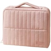 APT 1101 Standing Makeup Bag, Travel Makeup Organizer with Magnetic Fold-Down Design, Portable makeup Case with Compartments for Brushes & Tools (Light Pink)